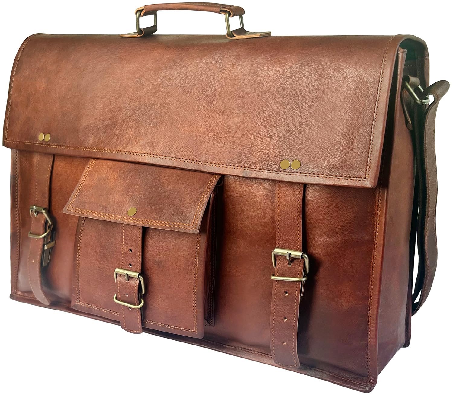 Amazon.com: Large Leather Messenger Bag for Men - 18
